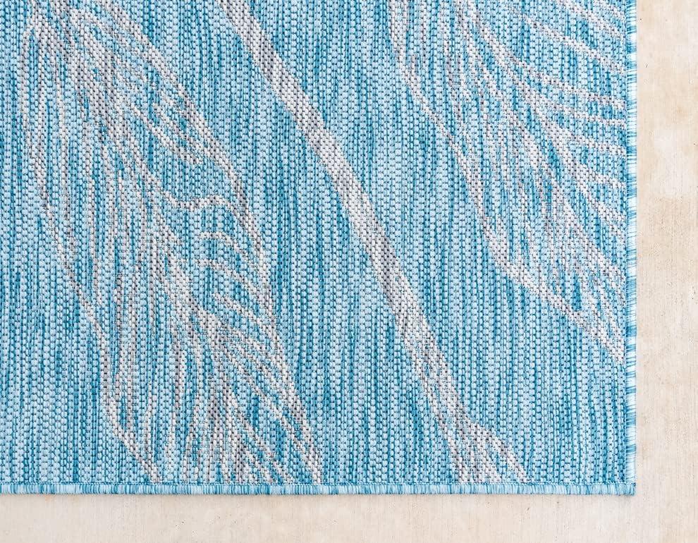 Unique Loom 6' 1 x 9' 0 Rectangle Indoor/Outdoor Botanical Light Aqua Area Rug