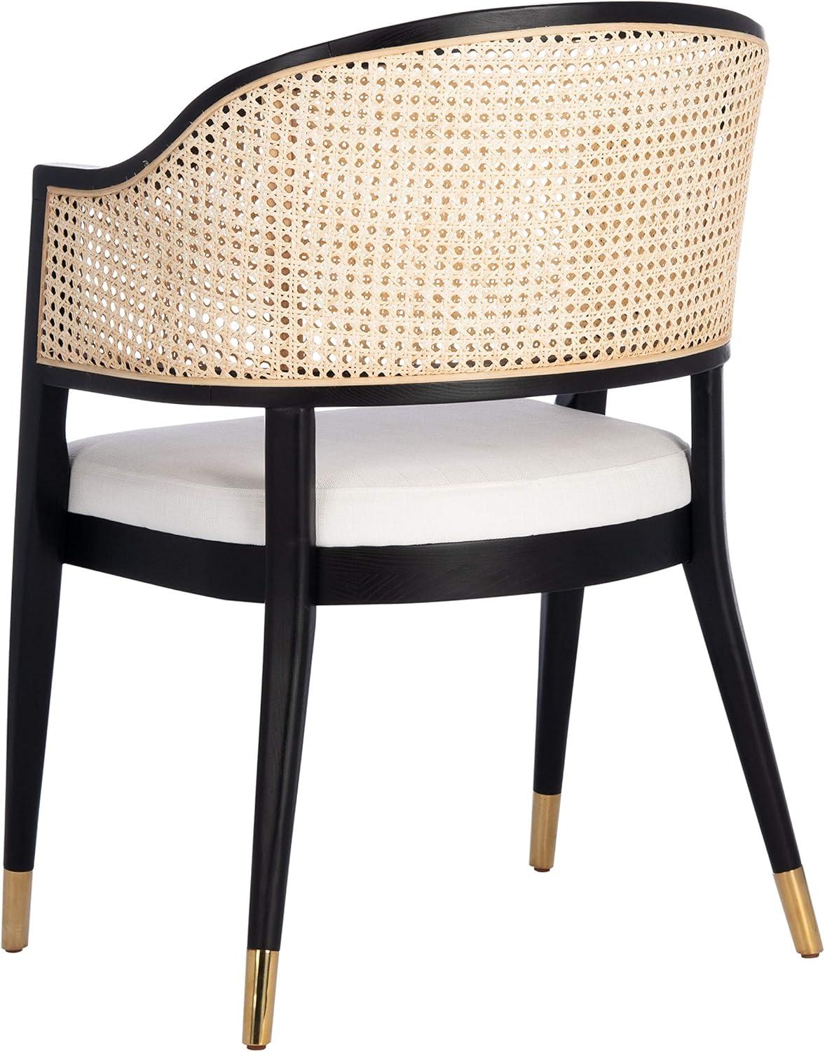 Black and Natural Rattan Cane Side Chair