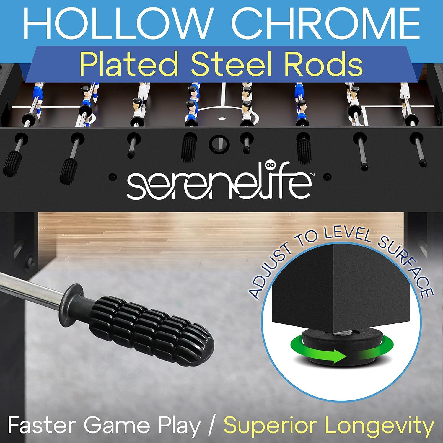SereneLife 48" Arcade Foosball Table - Home Game Room Soccer Table, Modern Black