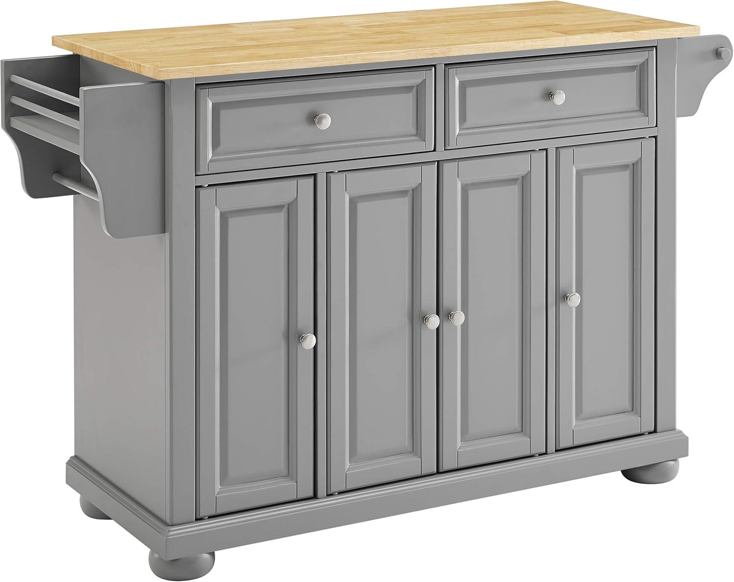 Alexandria Kitchen Island with Wood Top Vintage Gray/Natural - Crosley