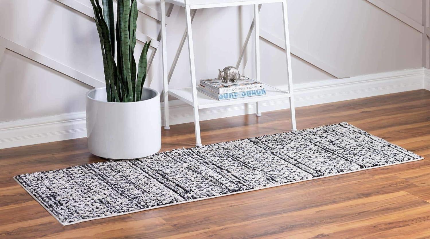 Ivory Geometric Synthetic 2' 2" x 6' 0" Indoor Runner Rug