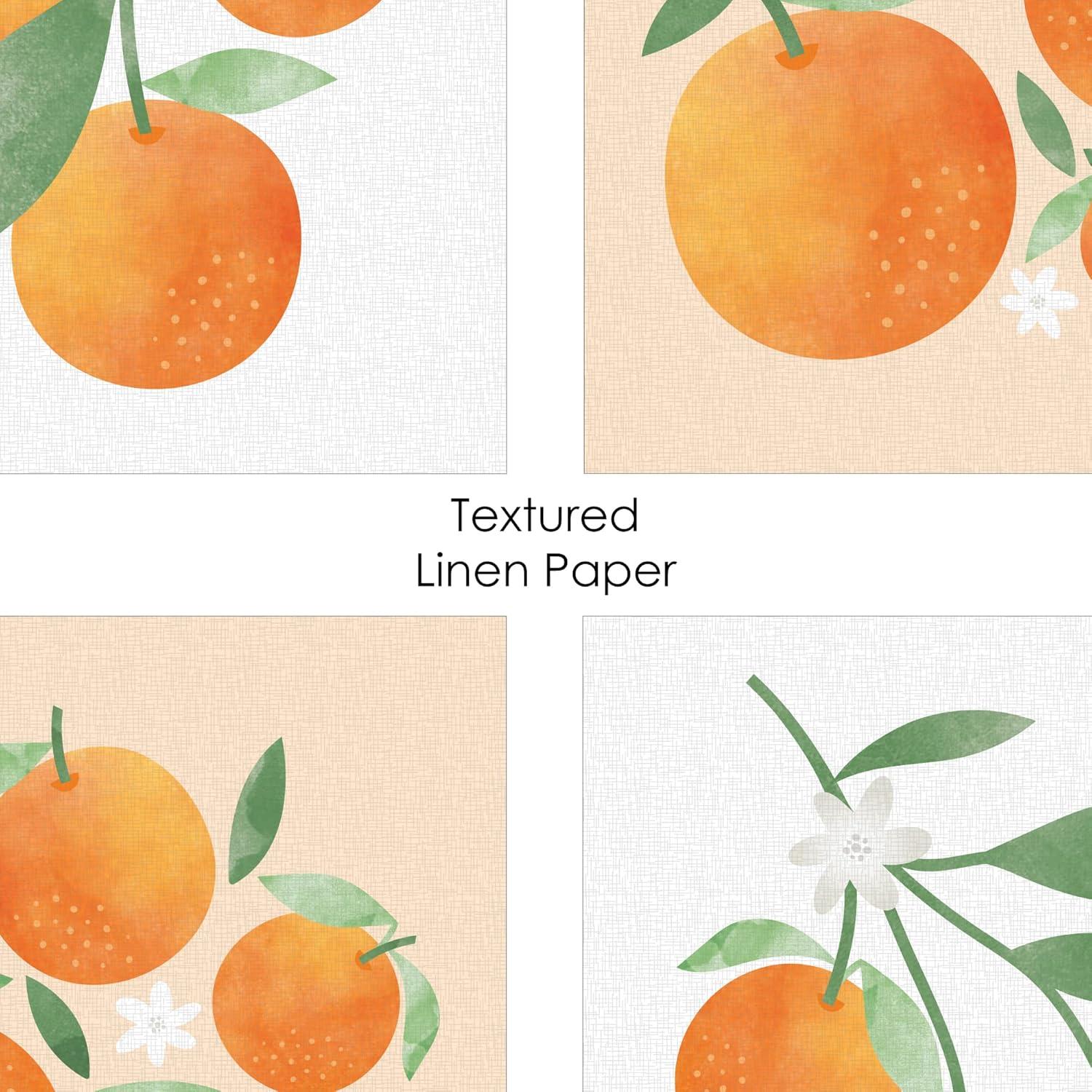 Big Dot of Happiness Little Clementine - Unframed Orange Citrus Kitchen Linen Paper Wall Art - Set of 4 - Artisms - 8 x 10 inches