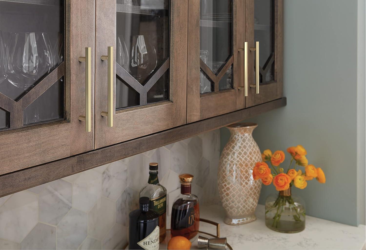 Amerock Caliber 5-1/16 inch (128mm) Center-to-Center Golden Champagne Cabinet Pull