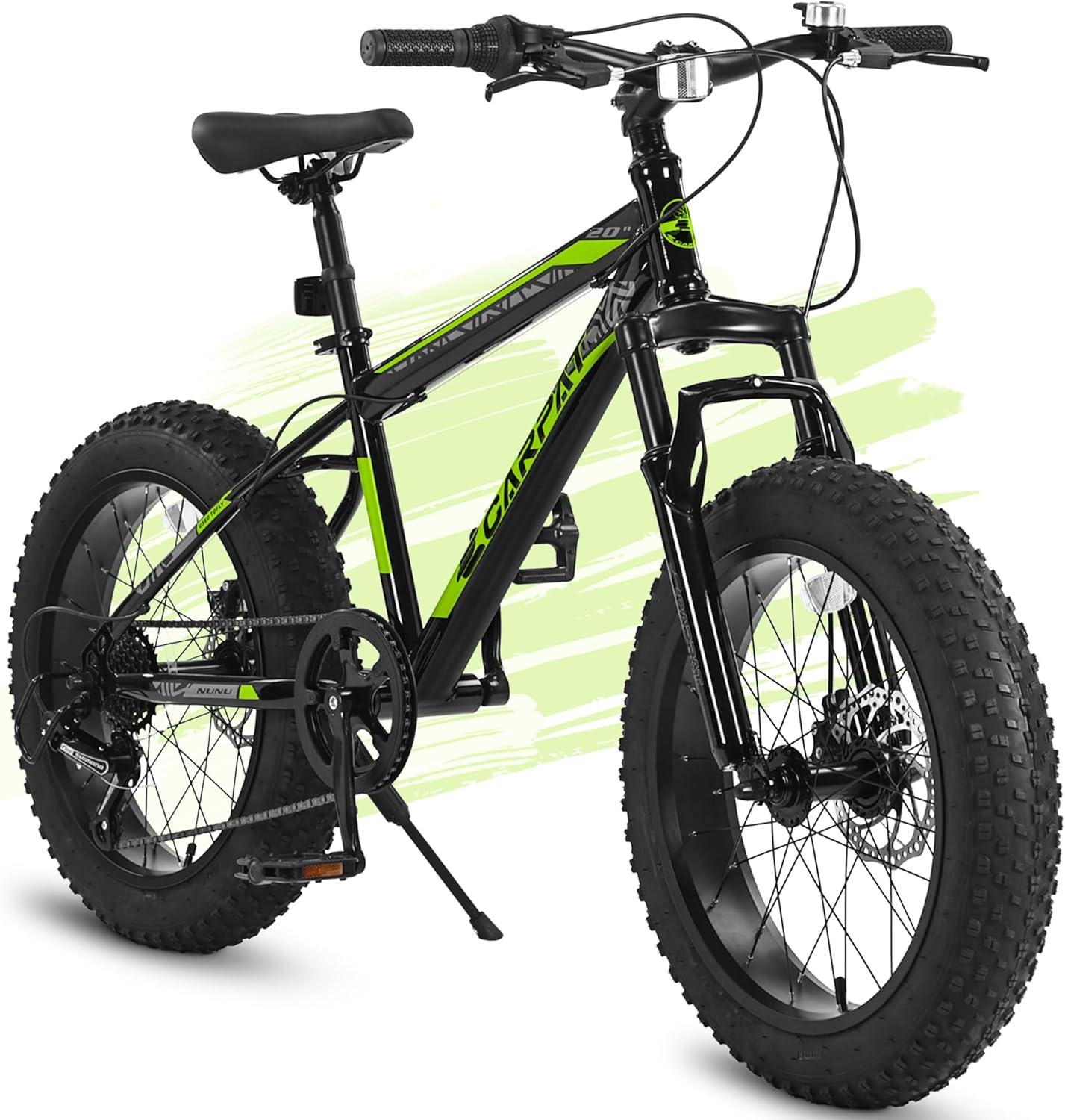 Mountain Bike 20 inch Wheels Fat Tire Bike,4" Wide Fat Tire Snow Mountain Bike ,7 Speed Teenager Children Kids' Bicycles