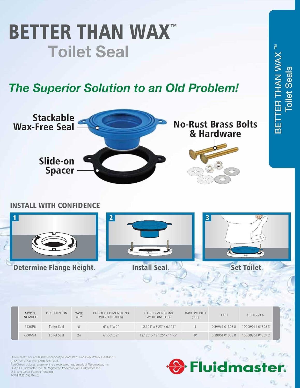 Fluidmaster 7530P8 Better Than Wax Universal Wax-Free Toilet Seal