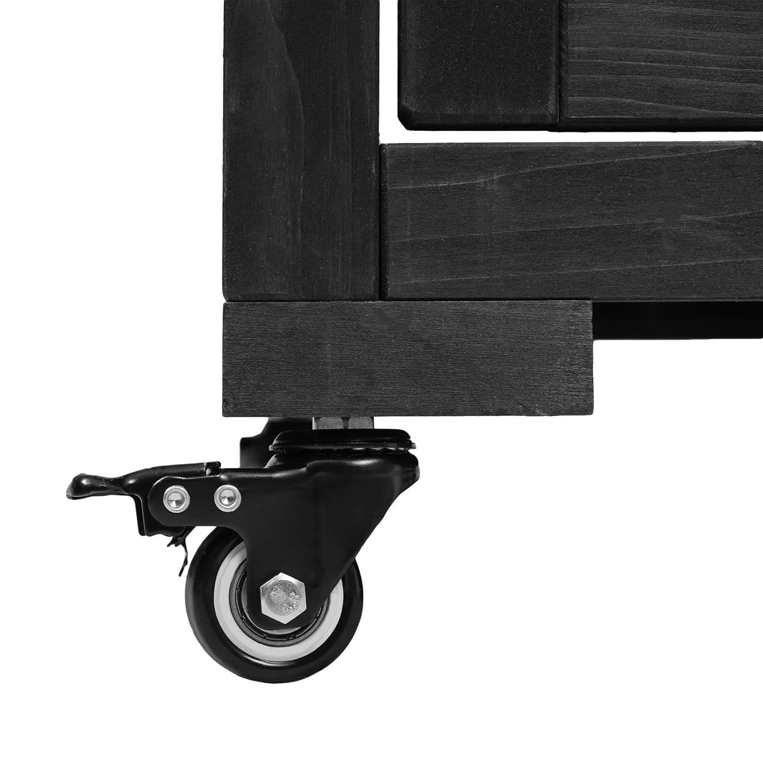 Polibi Wooden Greenhouse, Cold Frame Portable Greenhouse with Wheels and Adjustable Shelves for Indoor Outdoor Patio Balcony Garden, 31.5" Lx22.4 Wx62 H, Black