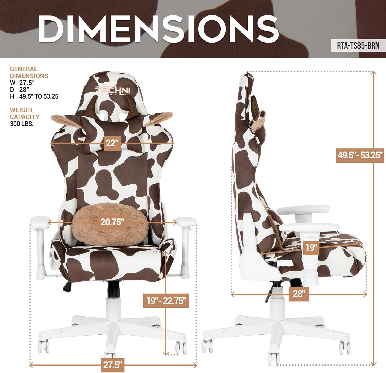 Inbox Zero Inbox Zero TS85 Brown COW Series Gaming Chair