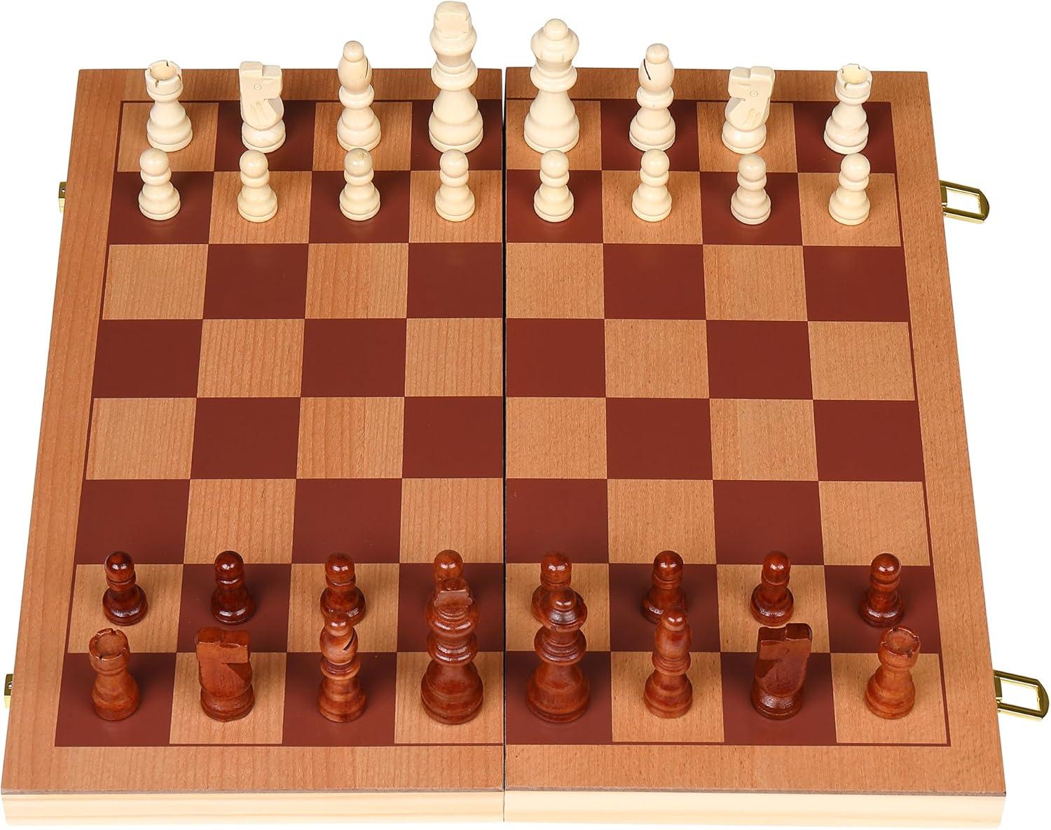 Sterling Games 3 in 1 - Chess, Checkers, and Backgammon Set Board Game