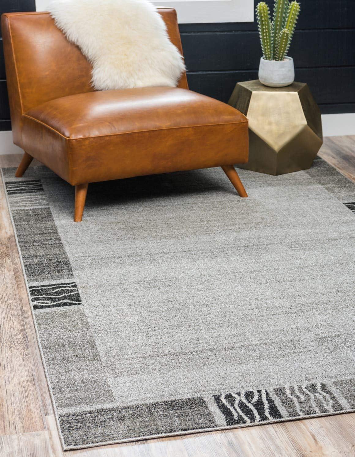 Unique Loom Del Mar Collection Area Rug - Sarah (9'  x 12' Rectangle Light Gray/Gray)