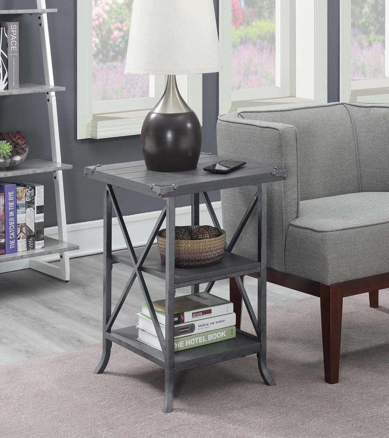 Convenience Concepts Brookline End Table, Charcoal Gray/Slate Gray Frame