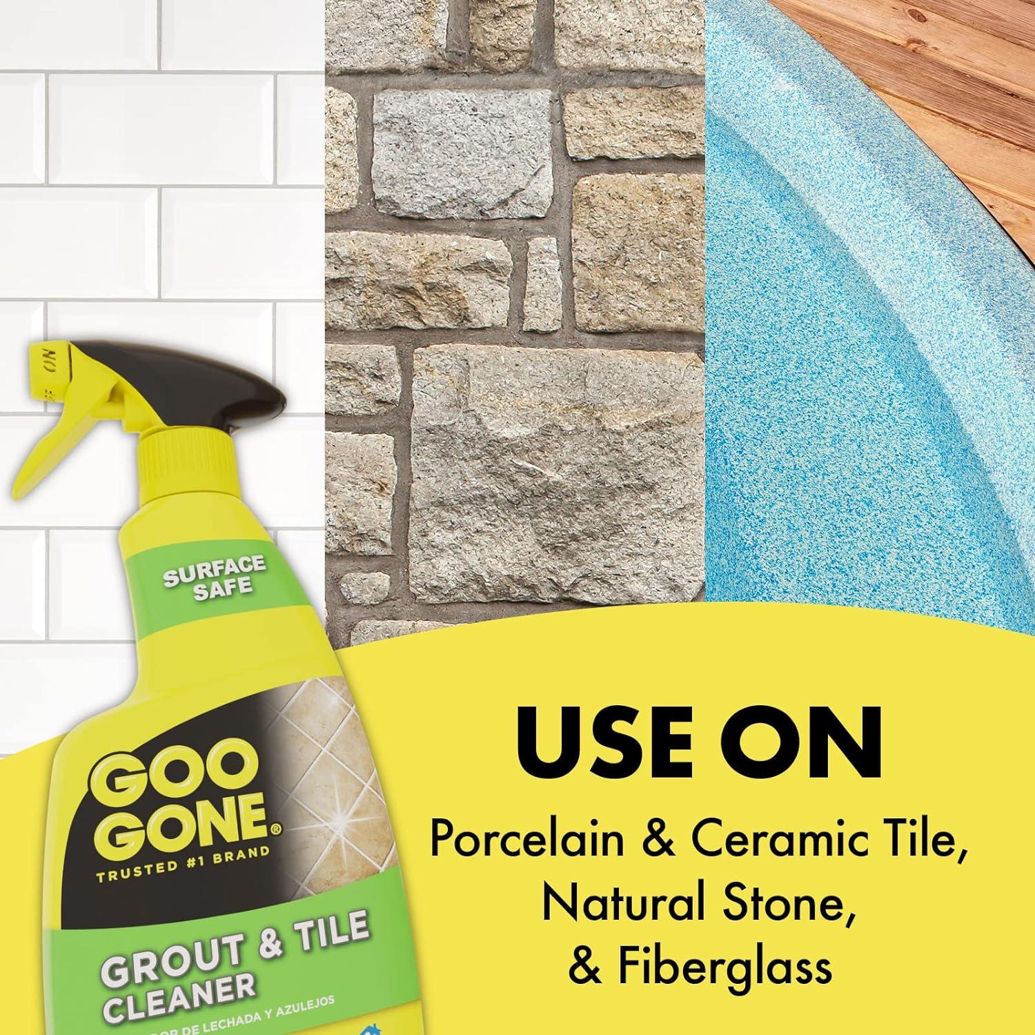 Goo Gone Grout and Tile Cleaner - 28 Ounce - Removes Tough Stains Dirt Caused by Mold Mildew Soap Scum and Hard Water Staining - Safe on Tile Ceramic Porcelain