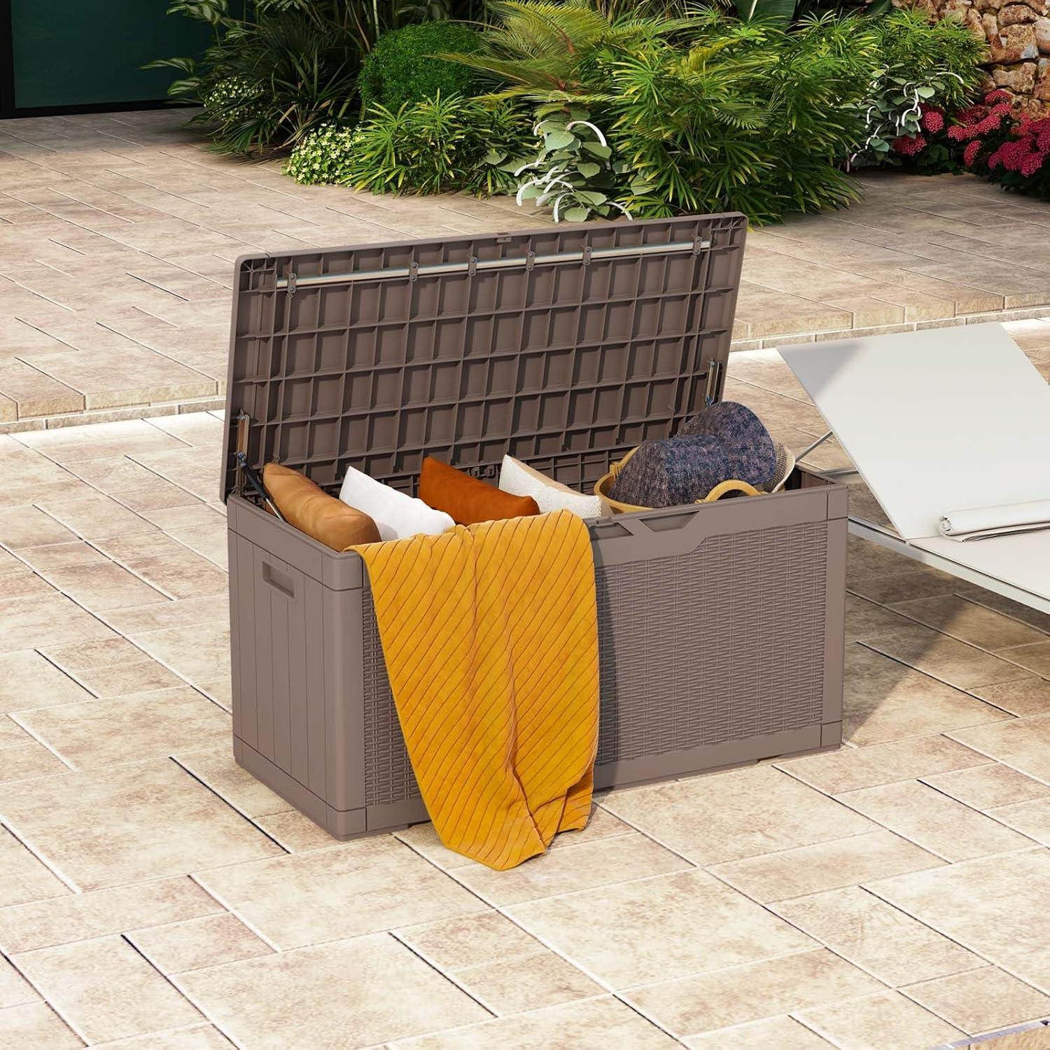 Patiowell 100 Gallons Water Resistant Resin Lockable Deck Box