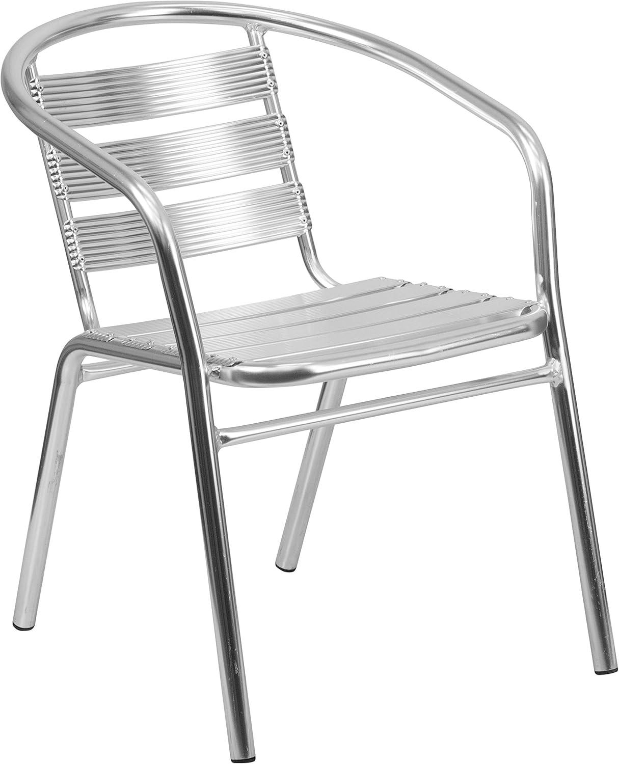 Flash Furniture Heavy Duty Commercial Aluminum Indoor-Outdoor Restaurant Stack Chair with Triple Slat Back