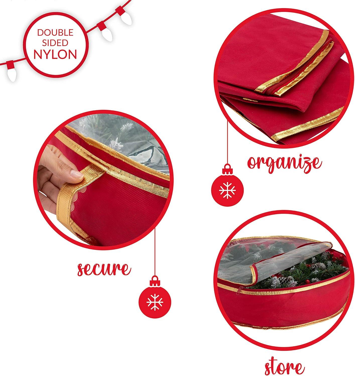 Simplify 2 Pack 30 Inch Christmas Holiday Wreath Bag in Red