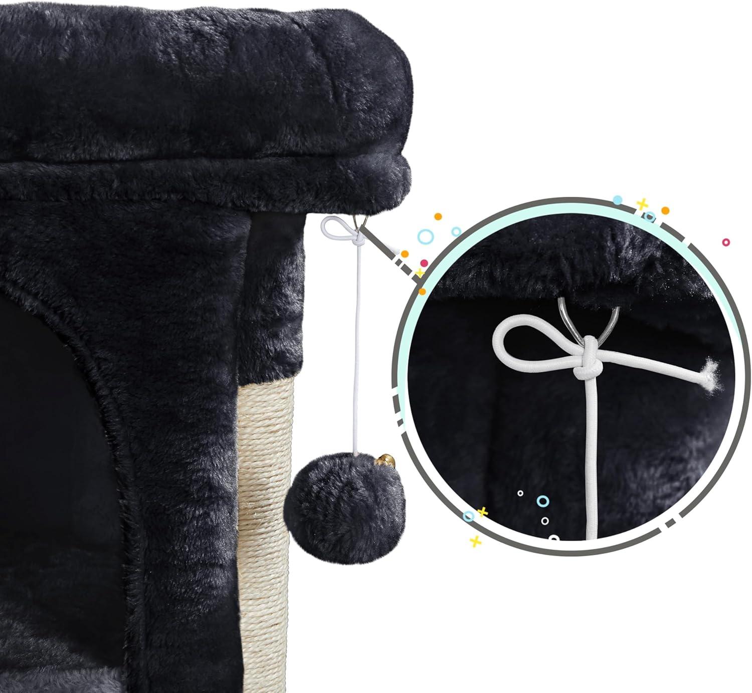 Yaheetech 23.5" Small Cat Tree Condo with Plush Perch - Black