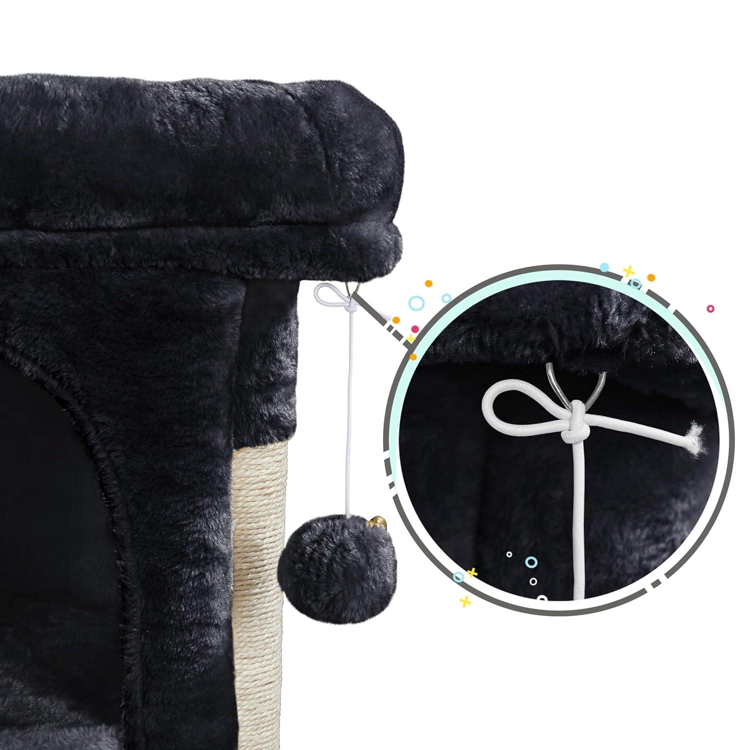 Yaheetech 23.5" Small Cat Tree Condo with Plush Perch - Black