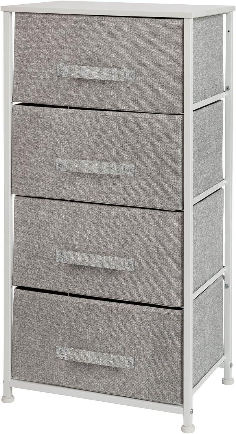 Flash Furniture 4 Drawer Wood Top Cast Iron Frame Vertical Storage Dresser with Easy Pull Fabric Drawers