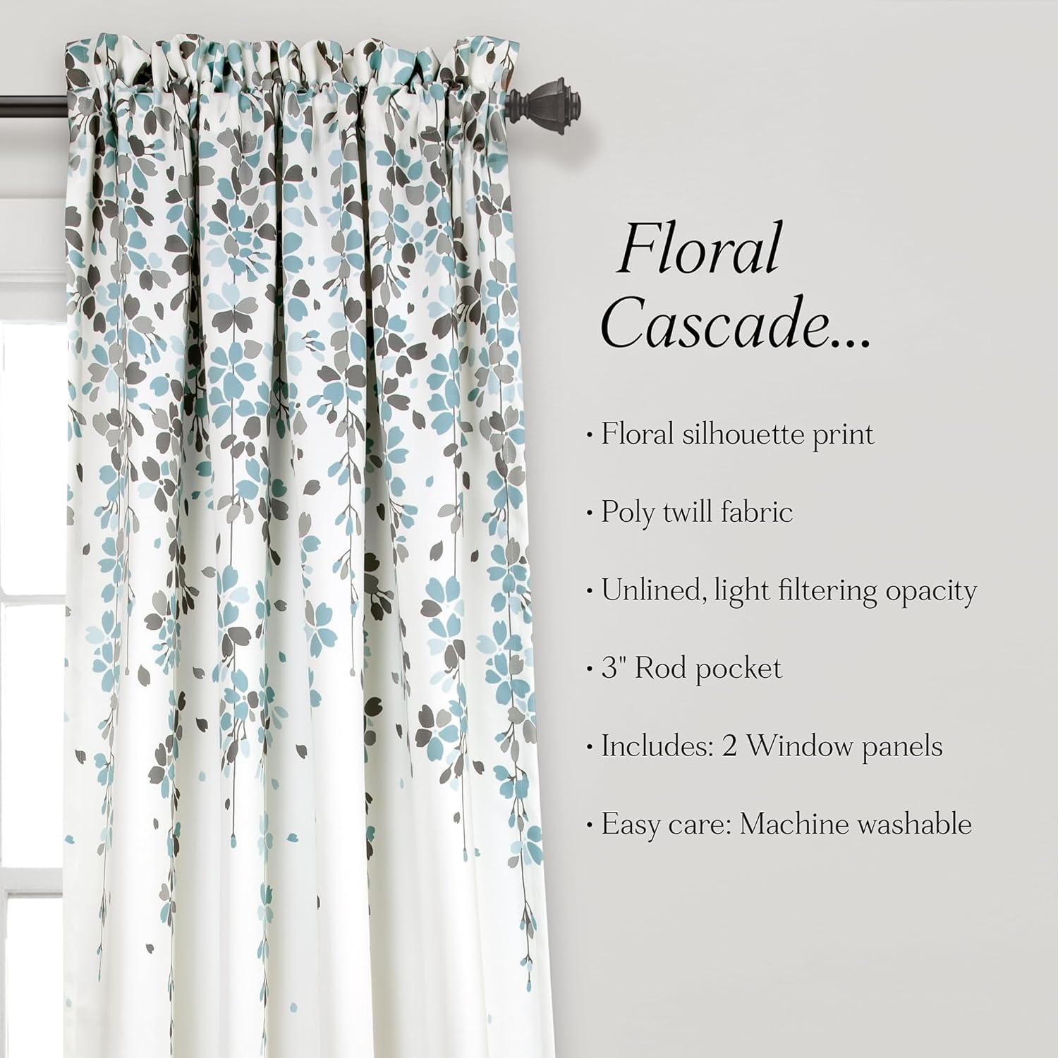 Lush Decor Weeping Flowers Polyester Room Darkening Curtain Pair (Set of 2)