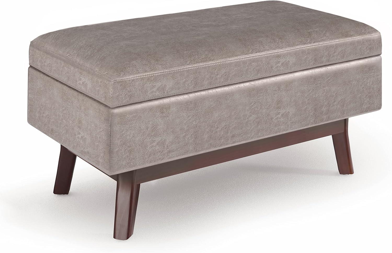 Owen 36" Gray Taupe Faux Leather Storage Ottoman