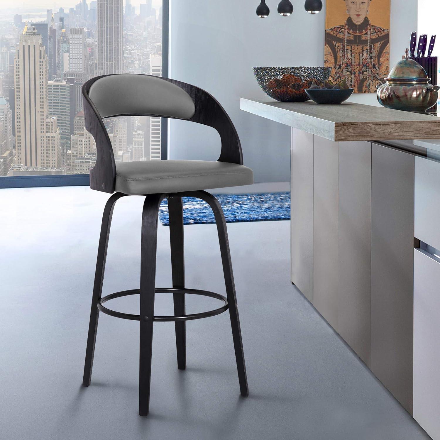Shelly Contemporary Bar Stool Black/Gray - Armen Living