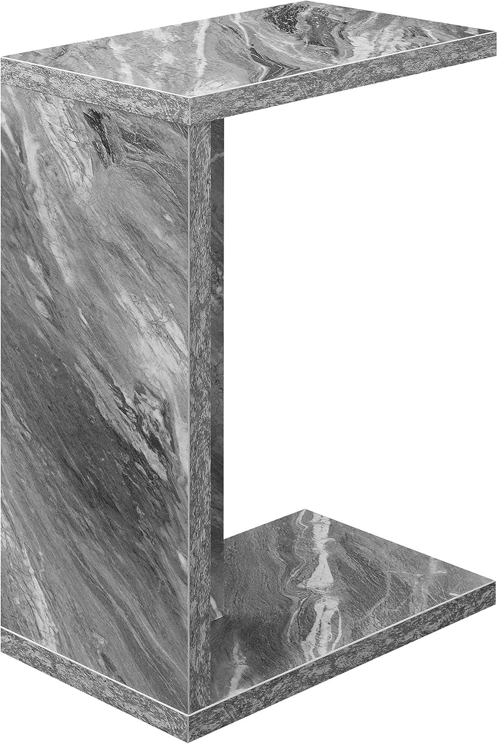 Gray Faux Marble C-Shaped End Table