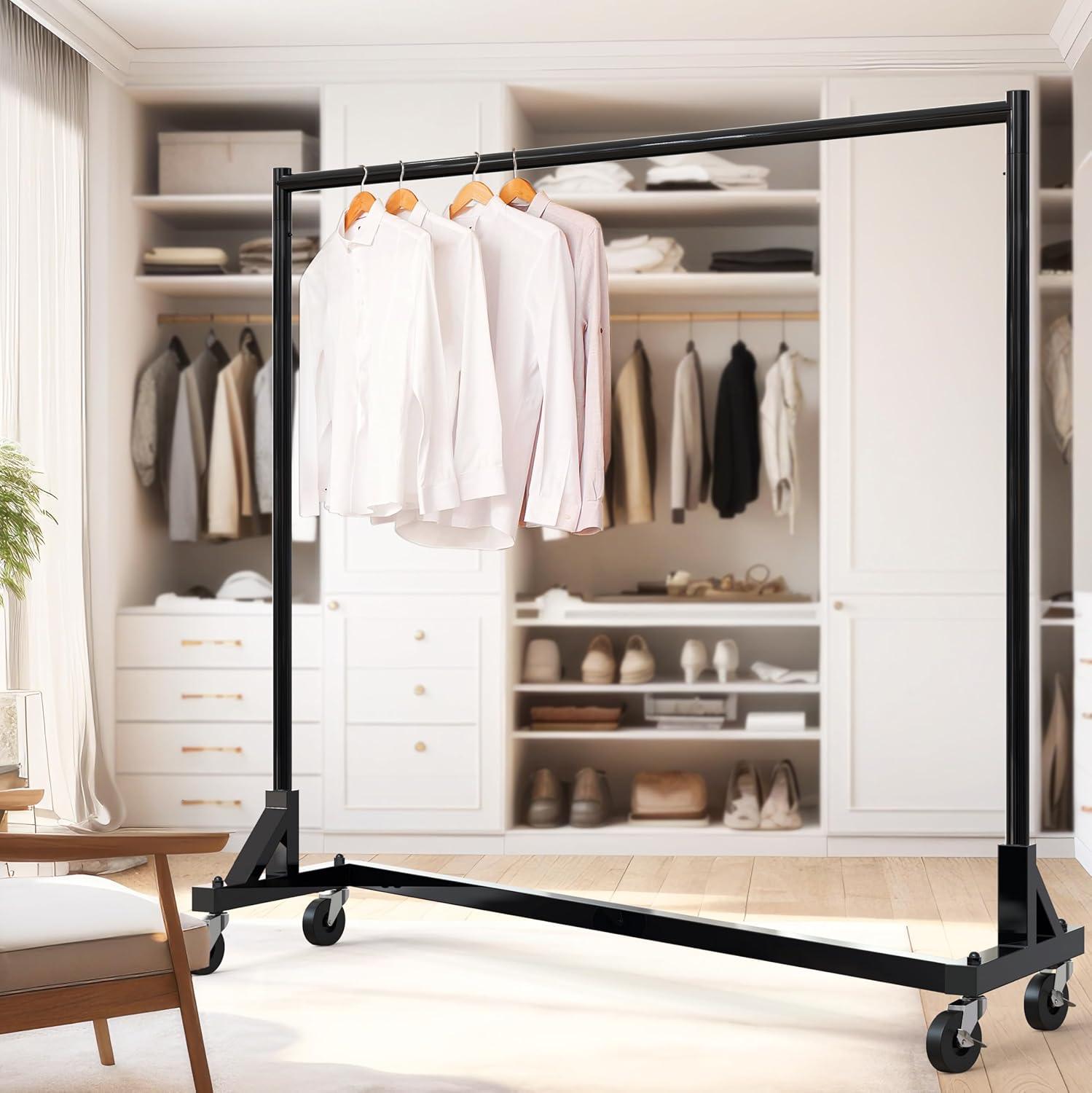 Simple Houseware Commercial Grade Z-Base Heavy Duty Clothing Rack, 400 lb Load, Blue