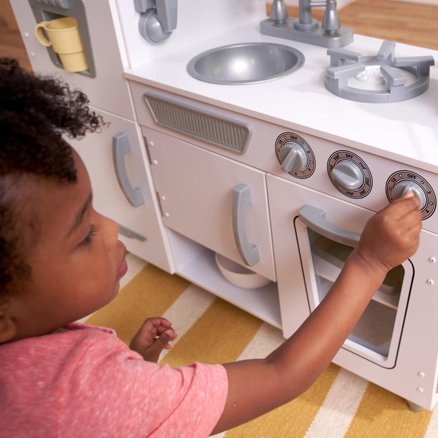 KidKraft Vintage Wooden White Play Kitchen with Ice Maker & Play Phone