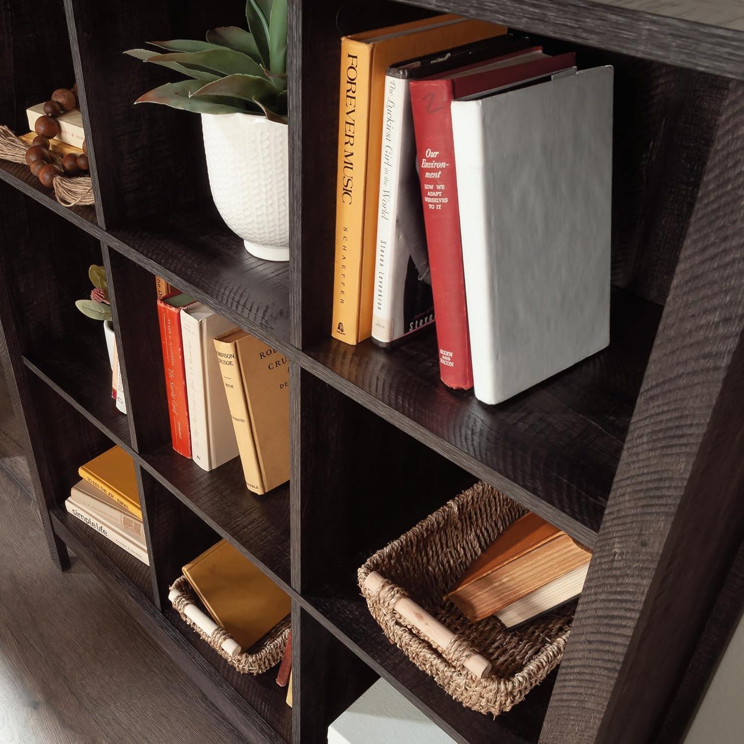 Sauder 41.85" 9 Cube Storage Bookcase Blade Walnut: Laminated Organizer, Transitional Style, MDF Construction