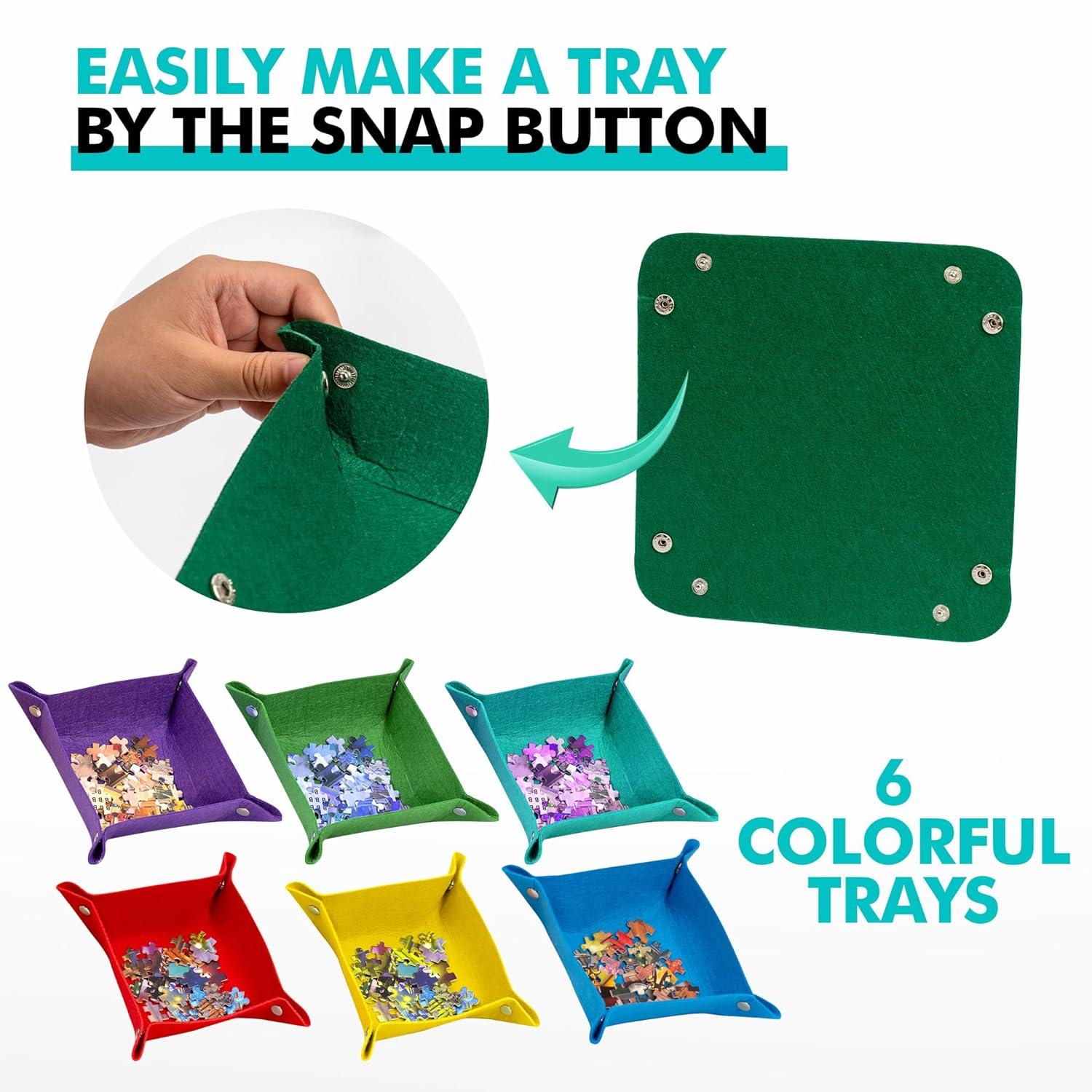 Becko US Jigsaw Puzzle Board Portable Puzzle Mat for Puzzles Storage Saver, Non-Slip Surface, Sturdy and Movable, Up to 1000 Pieces (Blue/Black)