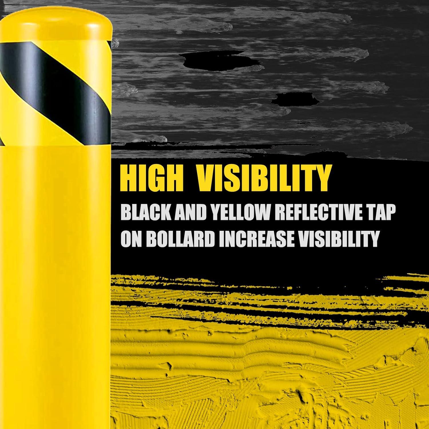 Safety Bollard Post, Steel Bollards,Parking Bollard, Yellow Powder Coated Safety Parking Barrier Post, for Traffic Sensitive Areas (2, 36"H*4.5"D)