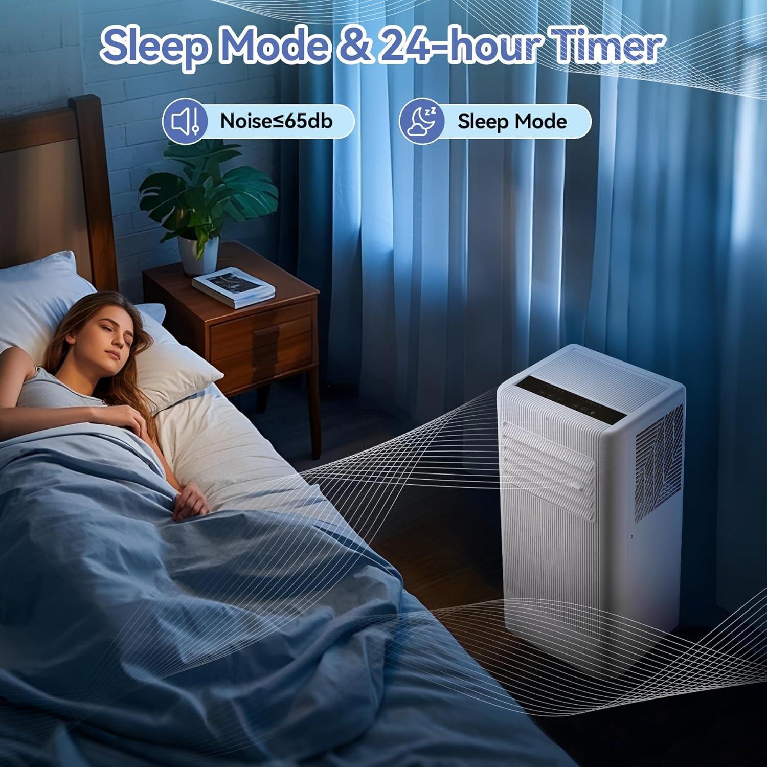 10000 BTU Portable Air Conditioners, 3-In-1 Standing Portable AC Unit With Remote Control, 24 Hour Timer