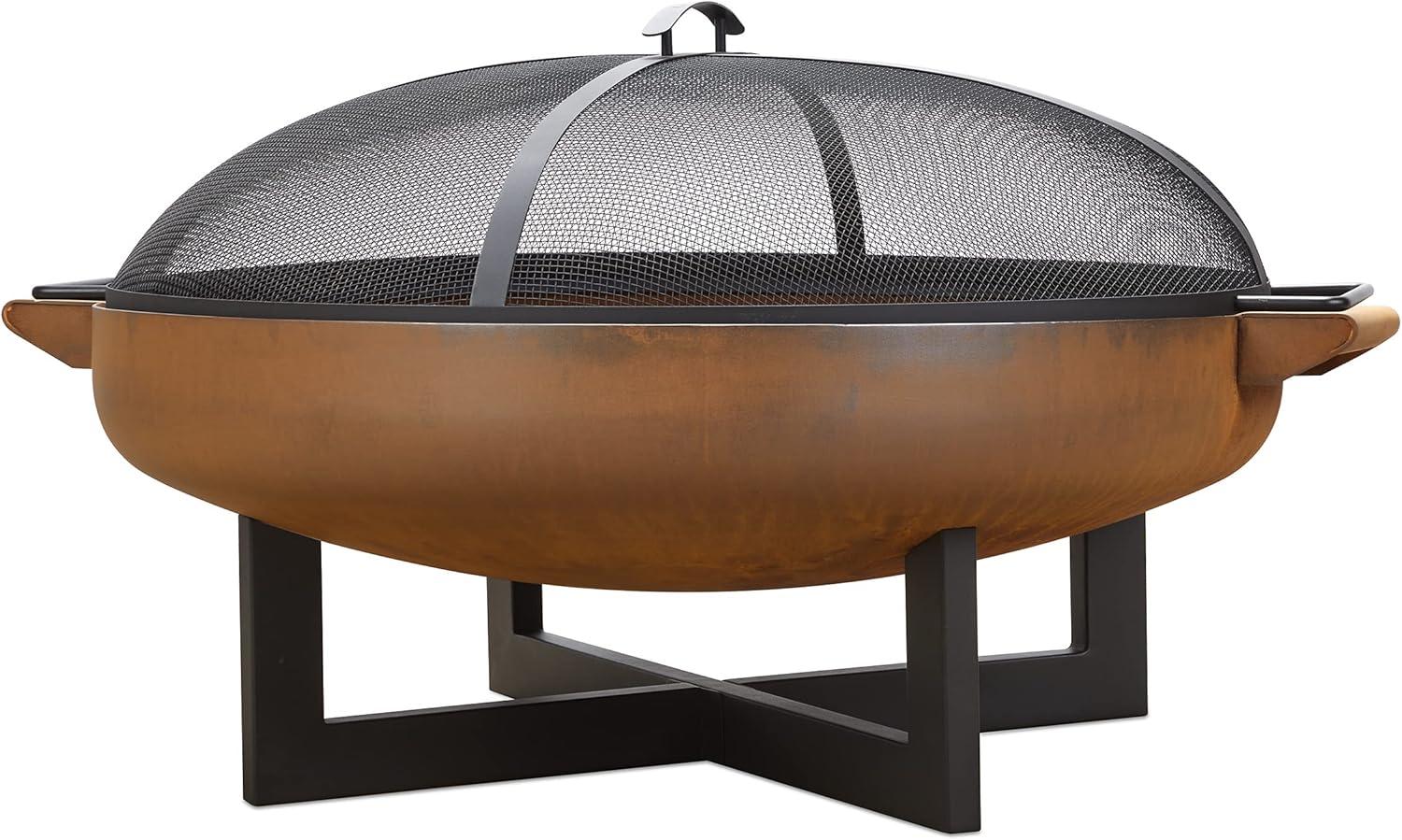 Real Flame La Porte 37" Round Wood Burning Steel Fire Pit in Rust Brown