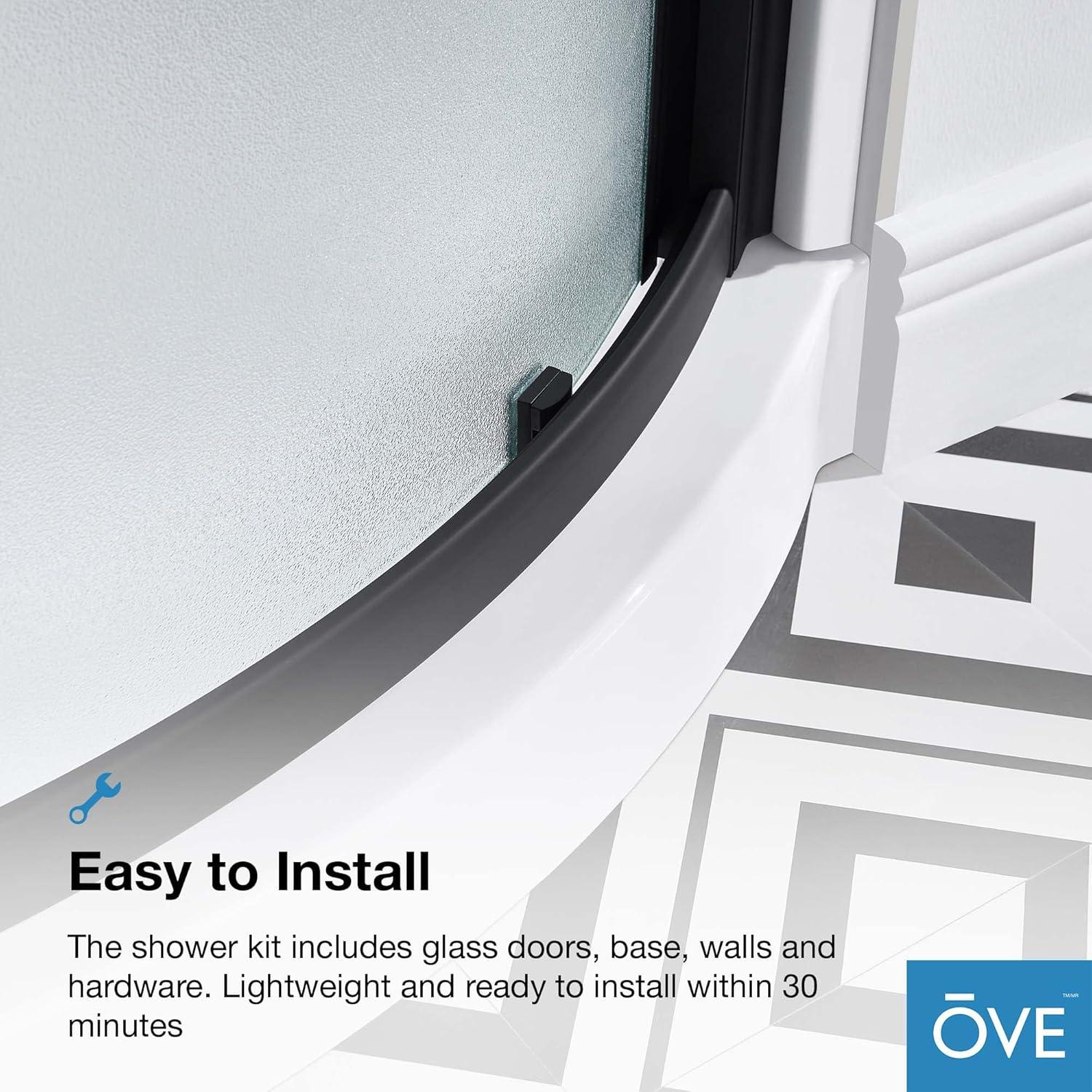 OVE Decors Breeze 33 in. Round Shower Kit w/ Frosted, Base, Wall