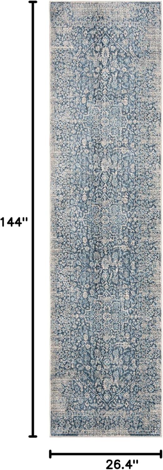 Vintage Persian VTP484 Power Loomed Runner Rug - Blue/Ivory - 2'2"x12' - Safavieh.