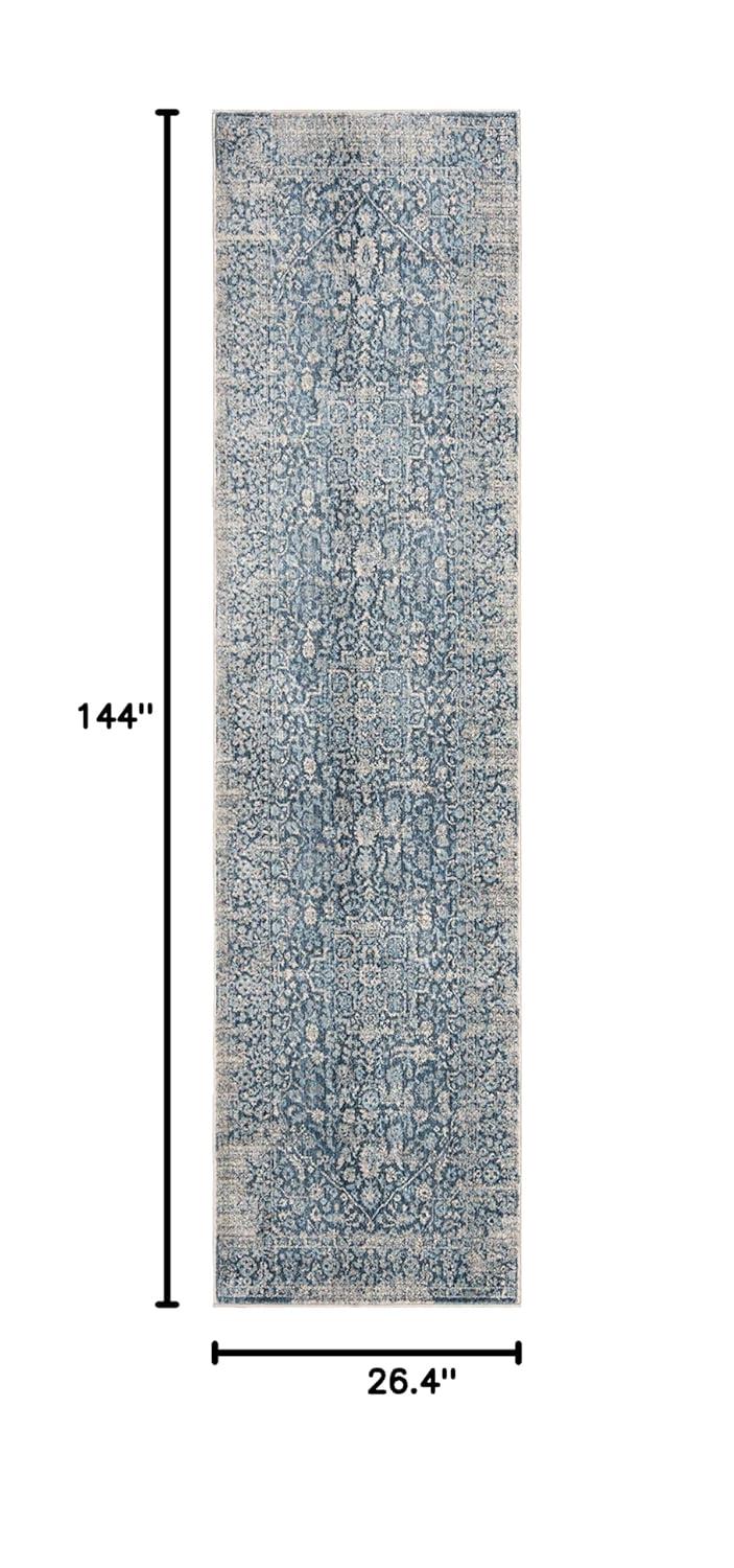 Vintage Persian VTP484 Power Loomed Runner Rug - Blue/Ivory - 2'2"x12' - Safavieh.