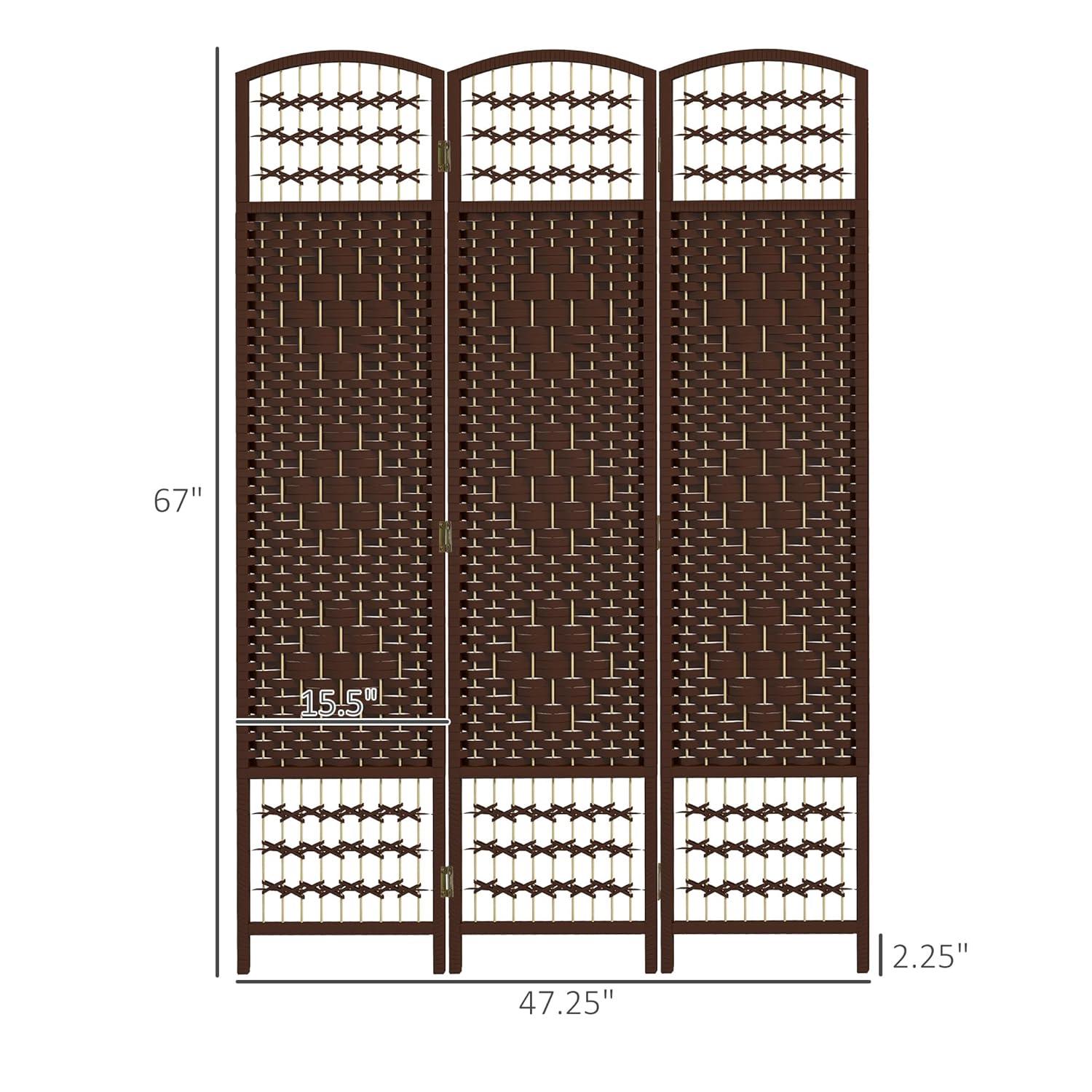 HOMCOM 3 Panel Room Divider, Folding Privacy Screen, 5.6' Room Separator, Wave Fiber Freestanding Partition Wall Divider, Brown