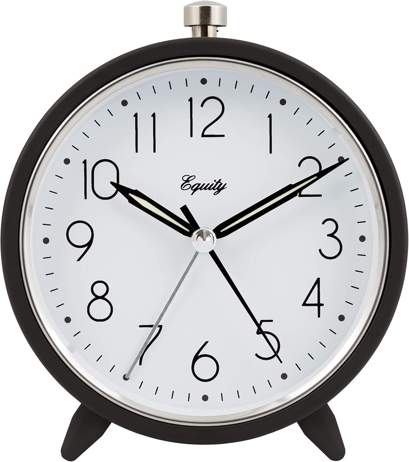 Dark Gray Metal Silent Sweeping Quartz Alarm Clock