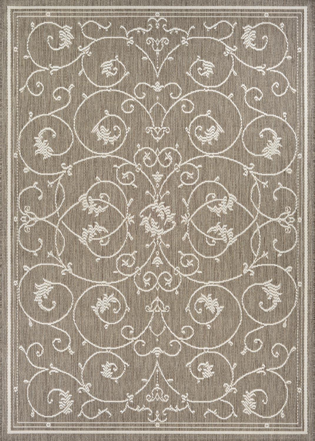 Champagne Taupe Rectangular Synthetic Indoor/Outdoor Area Rug