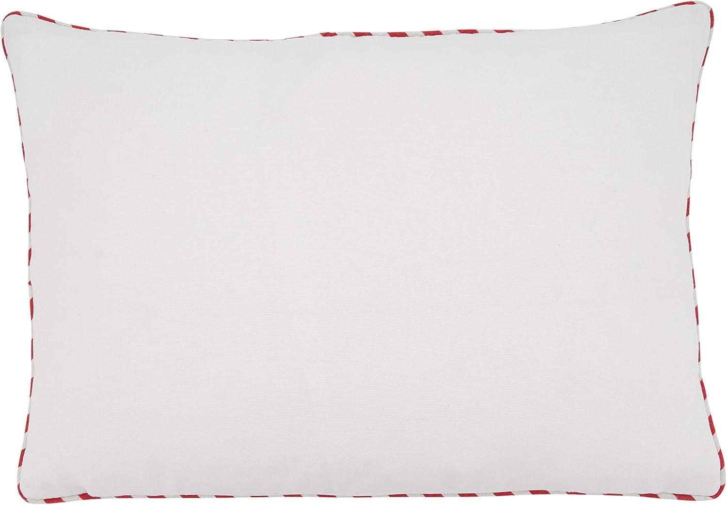 White Cotton Embroidered Merry Christmas Pillow Cover 14x20