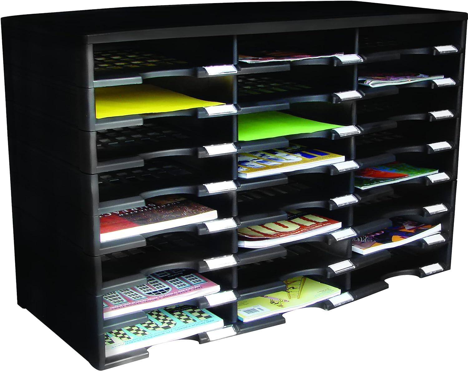 Black Modular 24-Compartment Literature Organizer