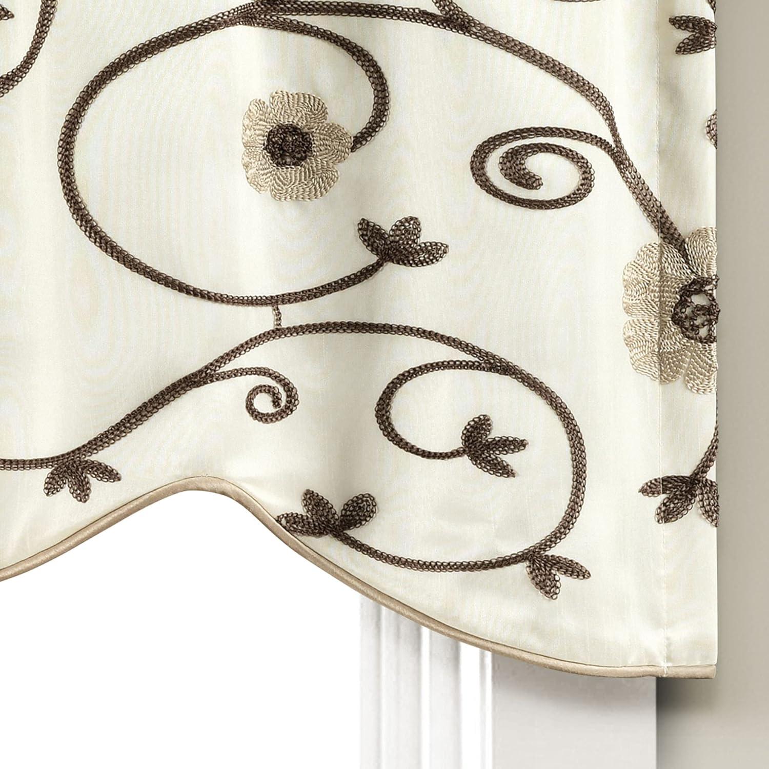 Lush Decor 100% Polyester Royal Garden Faux Silk Embroidered Valance Neutral Single 18x42