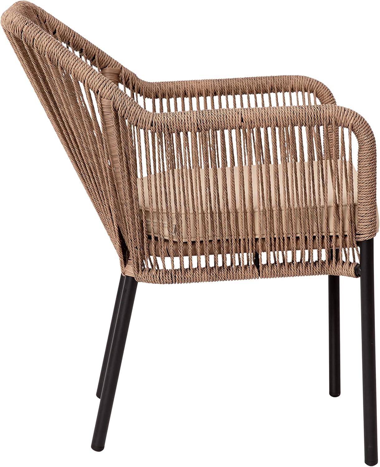 Taylor & Logan Kyla Metal Outdoor Stacking Dining Armchair with Cushion (Set of 2)