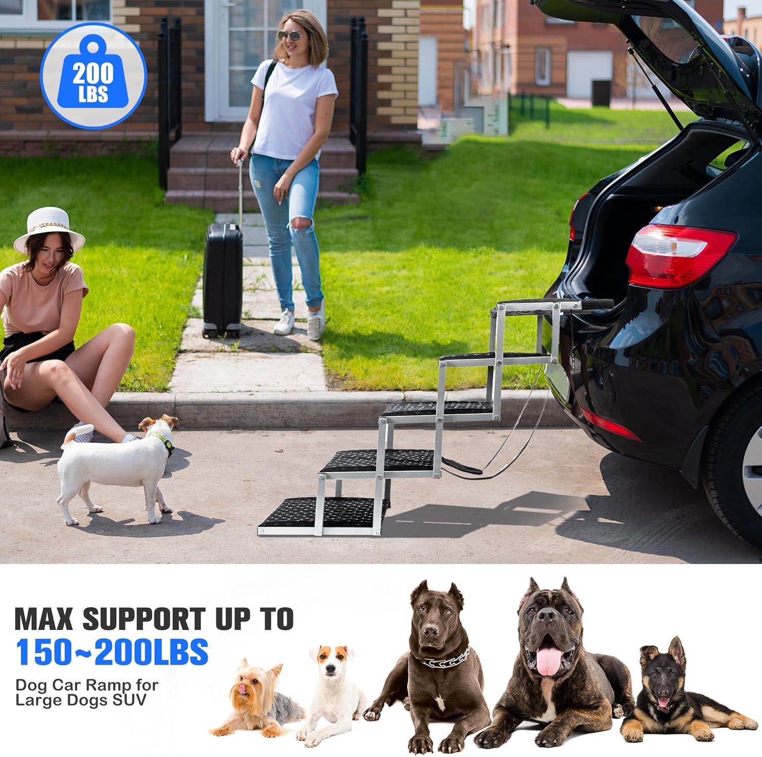 Portable Folding Dog Stairs For Cars, SUV, Trucks, For Large Dogs With Non-Slip Surface, 6 Steps