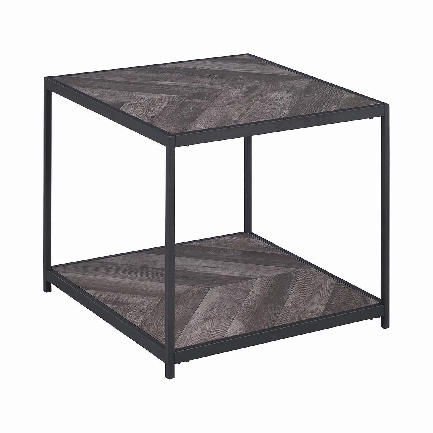 Beckley Wood End Table Gray Herringbone/Black - Coaster