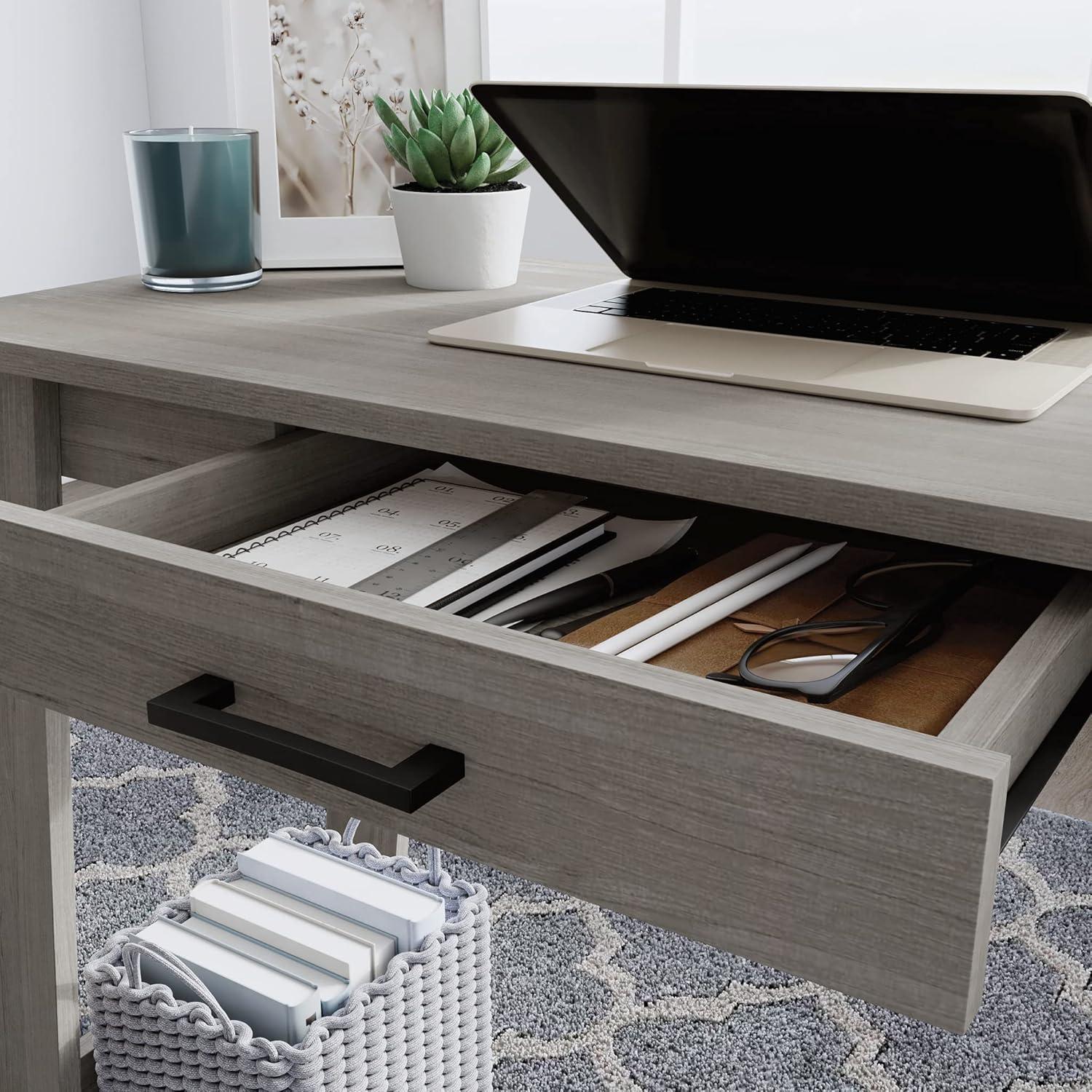Sauder Beginnings Writing Desk with Drawer, Silver Sycamore Finish