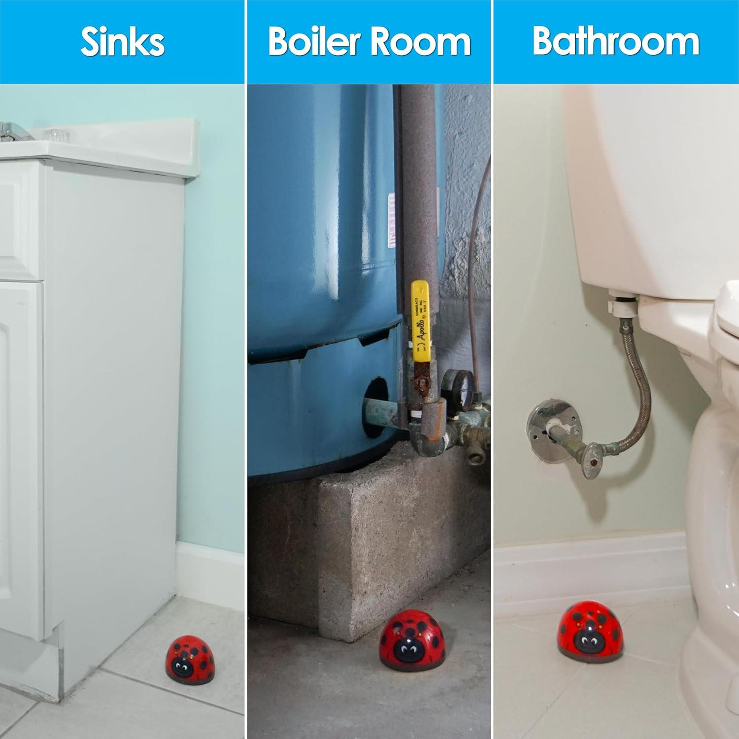 Water Alarm (3pack) - Leak Bug Electronic Leak Detector - Hypersensitive 1/32" Flood Detection - Continuously Beeps When Wet or Low Battery