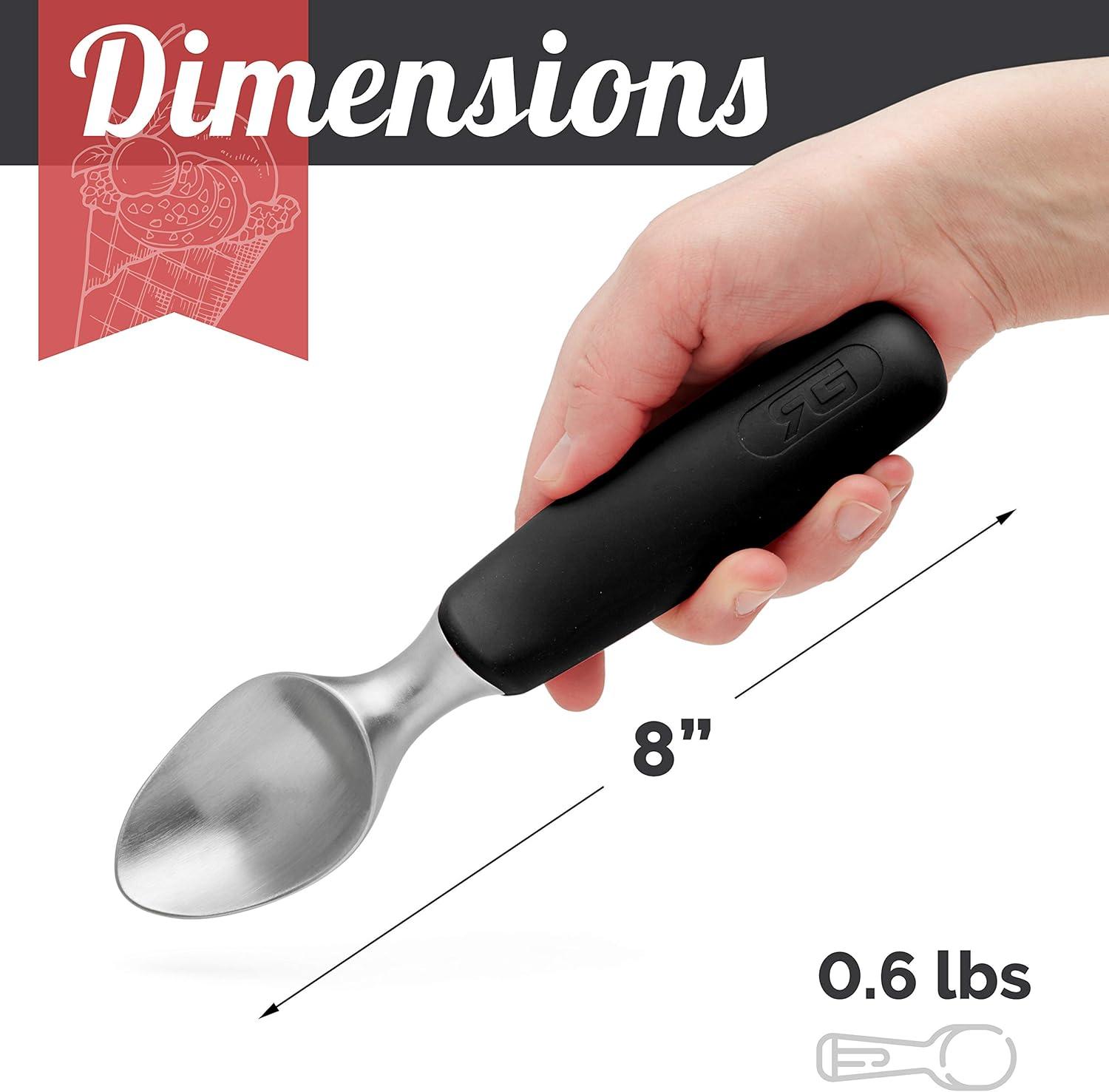 Black Stainless Steel Ice Cream Scoop with Non-Slip Grip