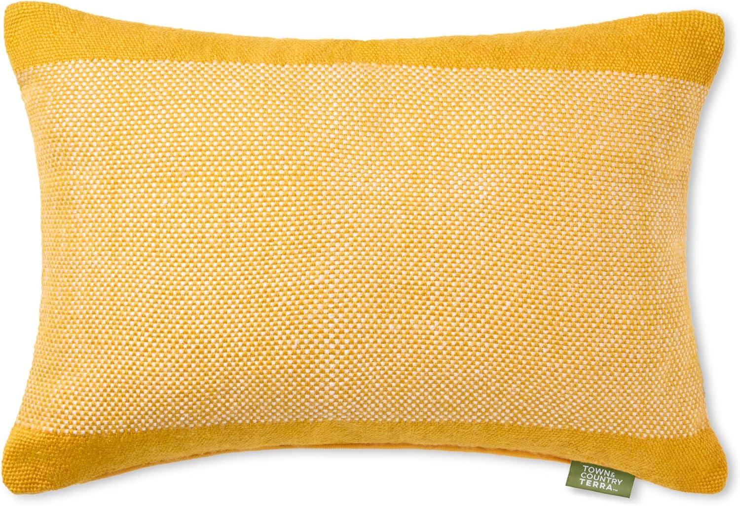 Yellow and Ivory Recycled Material Indoor/Outdoor Pillow