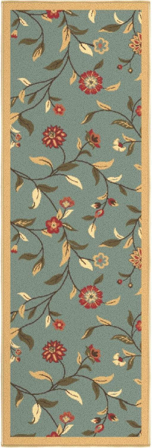 Machine Washable Non-Slip Floral Leaves Area Rug For Living Room, Hallway Runner, Entryway Rug