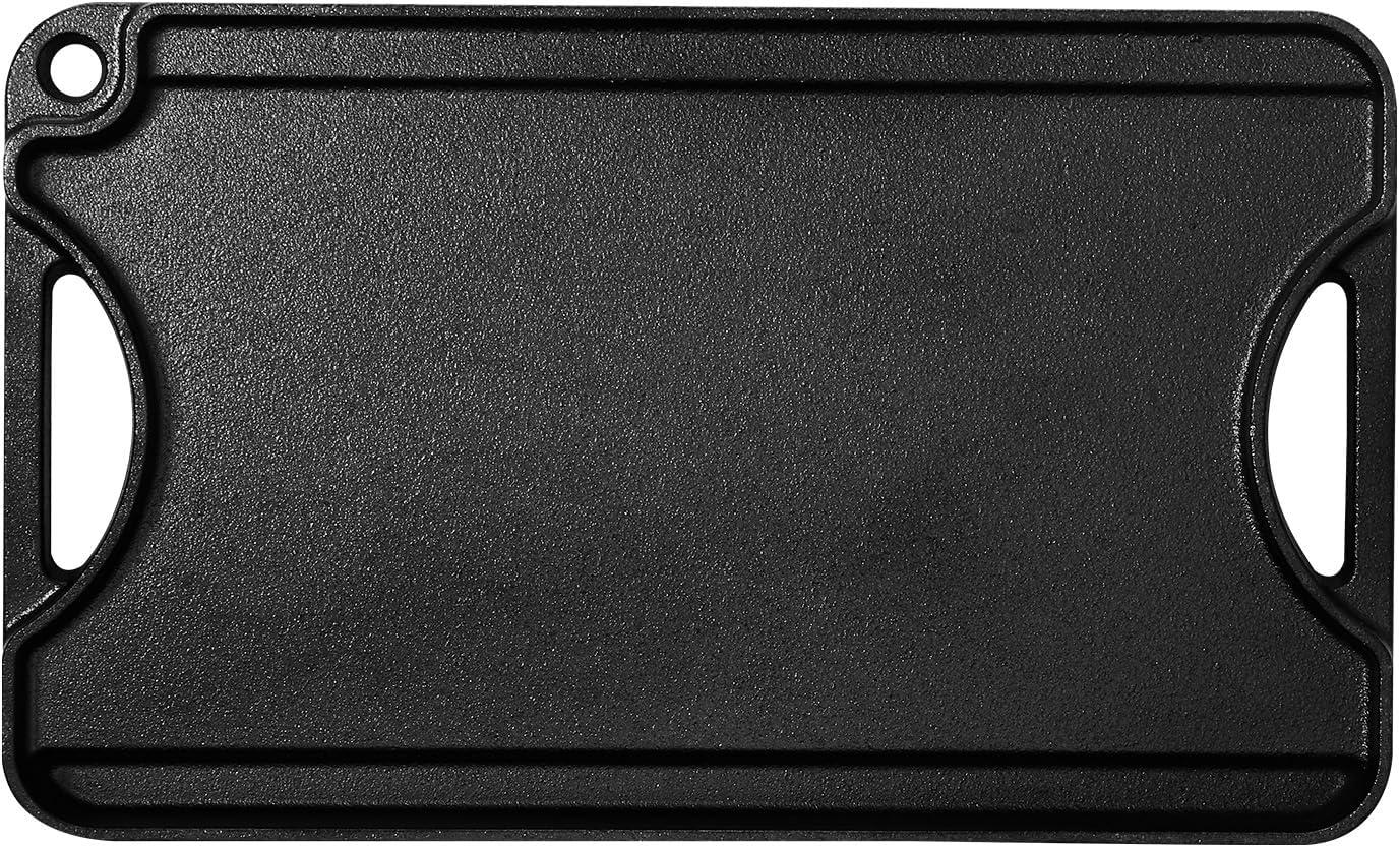 VEVOR Reversible Grill/Griddle, 14x8.5 inch Pre-Seasoned Cast Iron Griddle, Portable Rectangular Pan with Handle, Family Cookware for Indoor/Outdoor Stove Top Burner, Gas, Camping BBQ, Black